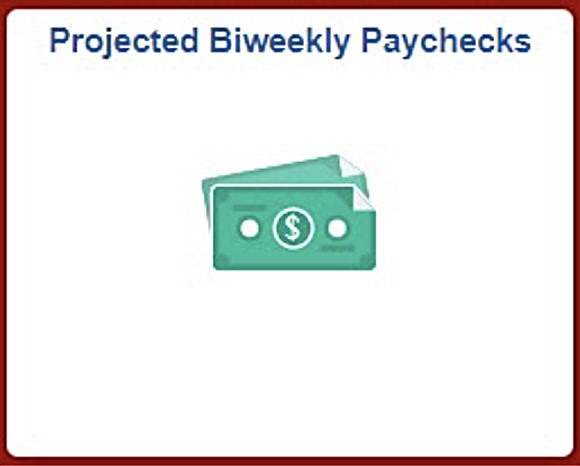 Thumbnail image showing the Projected Biweekly Paychecks tile, linked to the Cardinal Faculty and Staff logon page.